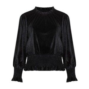 New French Connection Black Sula Velvet Jersey Top  Size M